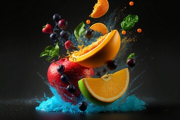 Fruit splashing together