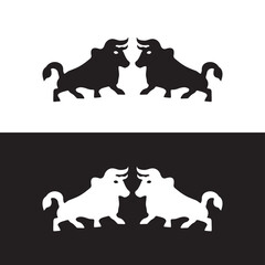 Bull animal vector logo design . Bull icon . Bull silhouette    . Black bull logo . White bull logo  