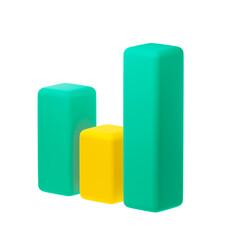 Realistic Statistics graph 3D . Concept of Statistics graph on isolated on minimal background . 3d Rendering