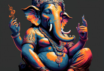 Genesha Indian God. Generative AI,