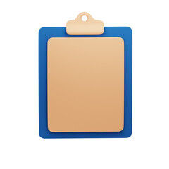 Realistic clipboard 3D . Concept of clipboard on isolated on minimal background . 3d Rendering