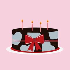 Cake with candles and decoration Ribbon, Candy Love 