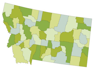 Highly detailed editable political map with separated layers. Montana.