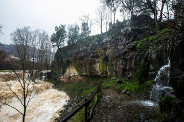 Fototapeta premium Floods in Sant Joan Les Fonts, La Garrotxa, Girona, Spain. January 2020