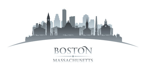 Fototapeta premium Boston Massachusetts city silhouette white background