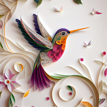quilling a hummingbird created with generative ai