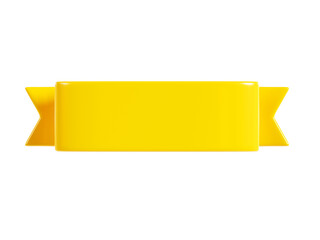 Yellow ribbon banner 3d render - illustration of glossy text box for title sign or advertising message.