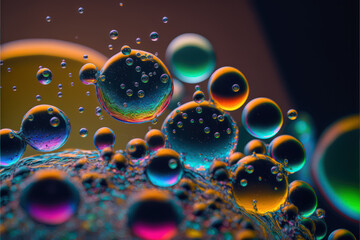 Colorful hydrophobic molecules in super macro photography. - obrazy, fototapety, plakaty