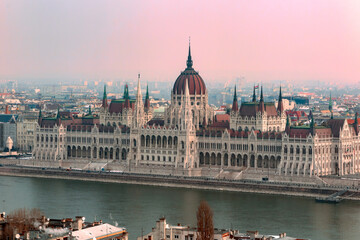 Fototapeta na wymiar The Hungarian Parliament Building at dawn in Budapest