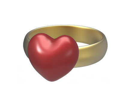 3D illustration of a heart ring