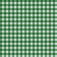 Green gingham pattern. Scottish plaid fabric swatch close-up. 