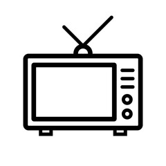 Old TV icon with antenna. Vector.
