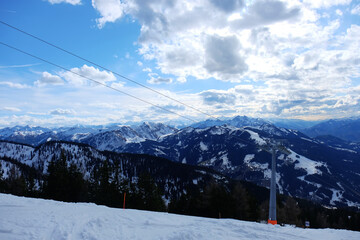 Panorama Bick auf die Winterlichen Alpen