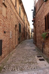 Italy, Marche: Foreshortening of little village of Ripatransone.