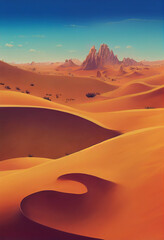 Fototapeta na wymiar dunes cactus desert illustrator background Generative AI Content by Midjourney