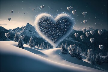 Valentine's day heart in the snow