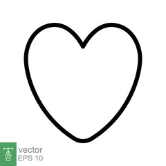 Heart icon. Simple outline style. Love logo, feeling, romance, weeding decoration, like, emotion concept. Black thin line symbol. Vector illustration design isolated on white background. EPS 10.