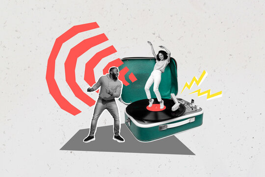 people dancing near record player, red waves clip art preview