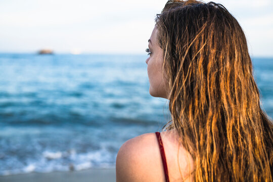 Young Girl at Beach at Golden Hour