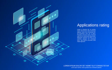 Application rating flat 3d isometric vector concept illustration