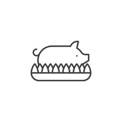 Roasted Pork line icon. linear style sign for mobile concept and web design.
