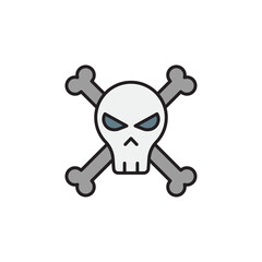Skull and crossbones filled color icon. linear style sign for mobile concept and web design.