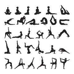 Set Yoga silhouette vector illustration
