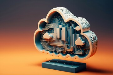 Cloud computing technology 3d illustrations.Ai generated	