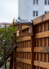 Empty bird feeder at terrace