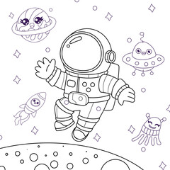 little astronaut coloring page for kids
