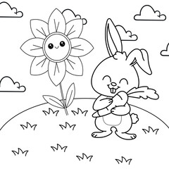 cute bunny coloring page for kids