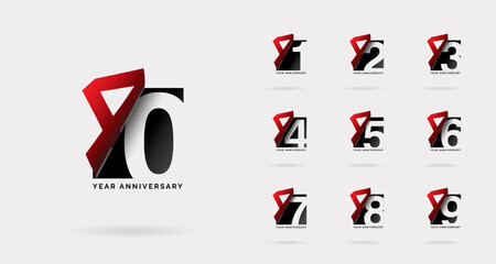40th anniversary set 41 42 43 44 45 46 47 48 49 vector template. Design for birthday celebration, greeting card and invitation card.