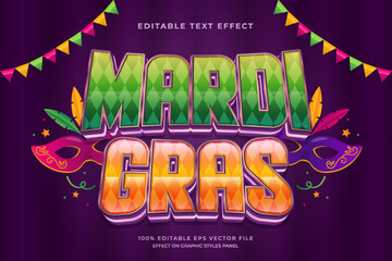decorative mardi gras editable text effect vector