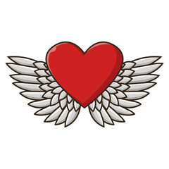 Fototapeta premium heart with wings icon illustration
