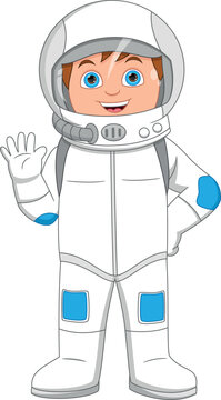 cartoon little boy in astronaut costume