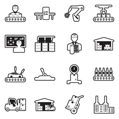 Production Line Icons. Line With Fill Design. Vector Illustration.