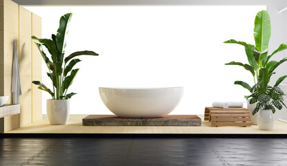 luxury rest room and bath tube with PNG design for background replacement, 3d illustration rendering