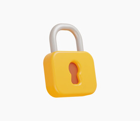 3d Realistic Yellow Locked padlock vector illustration © murniati