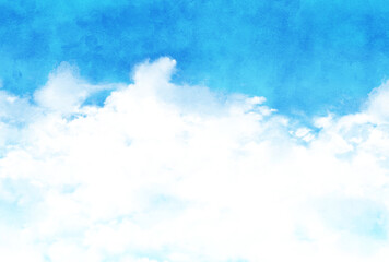 背景素材_青空と雲_水彩
