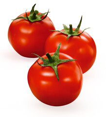 trio de tomates vermelhos maduros