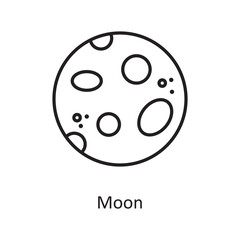 Moon Vector Outline Icon Design illustration. Space Symbol on White background EPS 10 File