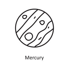 Mercury Vector Outline Icon Design illustration. Space Symbol on White background EPS 10 File