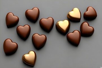 Obraz premium Many heart-shaped chocolate gold plated