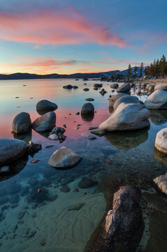 Landscape, Nature, Outdoors, Adventure View of an Alpine Lake in California United States Tahoe
