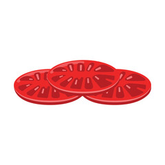 Sliced red tomatoes isolated on white background. Vector illustration.