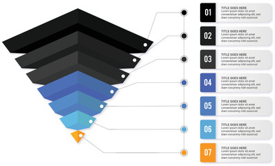 3D Pyramid Hierarchy Infographic Template Design with 7 Layers