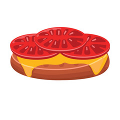 Sandwich with cheese, tomato and cucumber. Vector illustration.