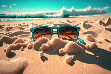 Fototapeta na wymiar summer vacation in the beach. Generative AI