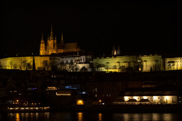 Fototapeta na wymiar city castle at night, Prague