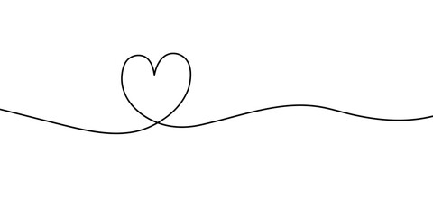 Continuous line drawing of love sign with two hearts embrace minimalism design on white background